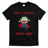 Cute Save A Vampire Donate Blood Vampire Halloween T-Shirt - Black
