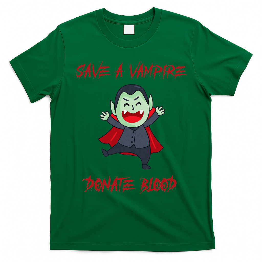 Cute Save A Vampire Donate Blood Vampire Halloween T-Shirt - Irish Green