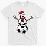 Christmas Soccer Ball Winter Snowman T-Shirt - White