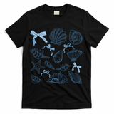 Coquette Seashell  Beach Coastal Retro Summer Vibes T-Shirt - Black