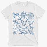 Coquette Seashell  Beach Coastal Retro Summer Vibes T-Shirt - White
