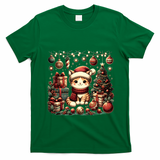 Cute Santa Cat With Christmas Stuff T-Shirt - Irish Green