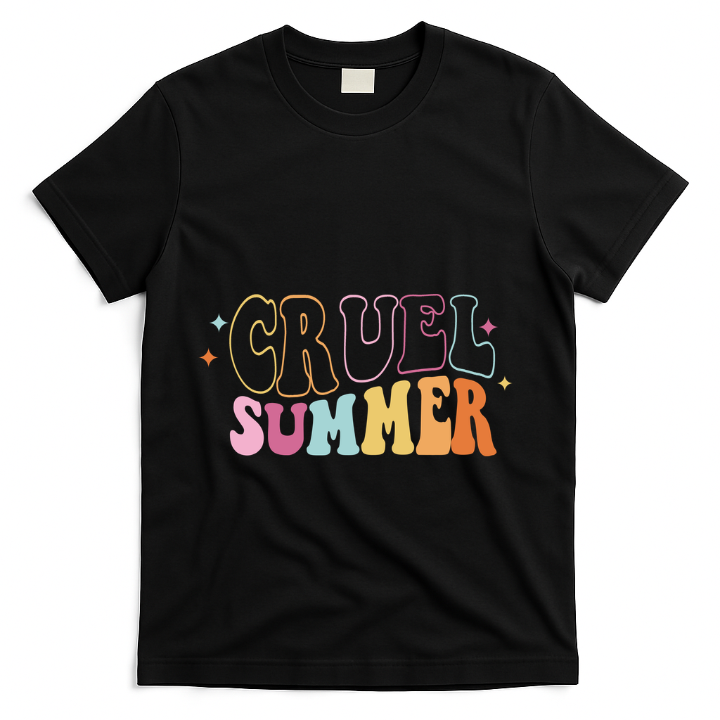 Cruel Summer Colorful Groovy T-Shirt - Black