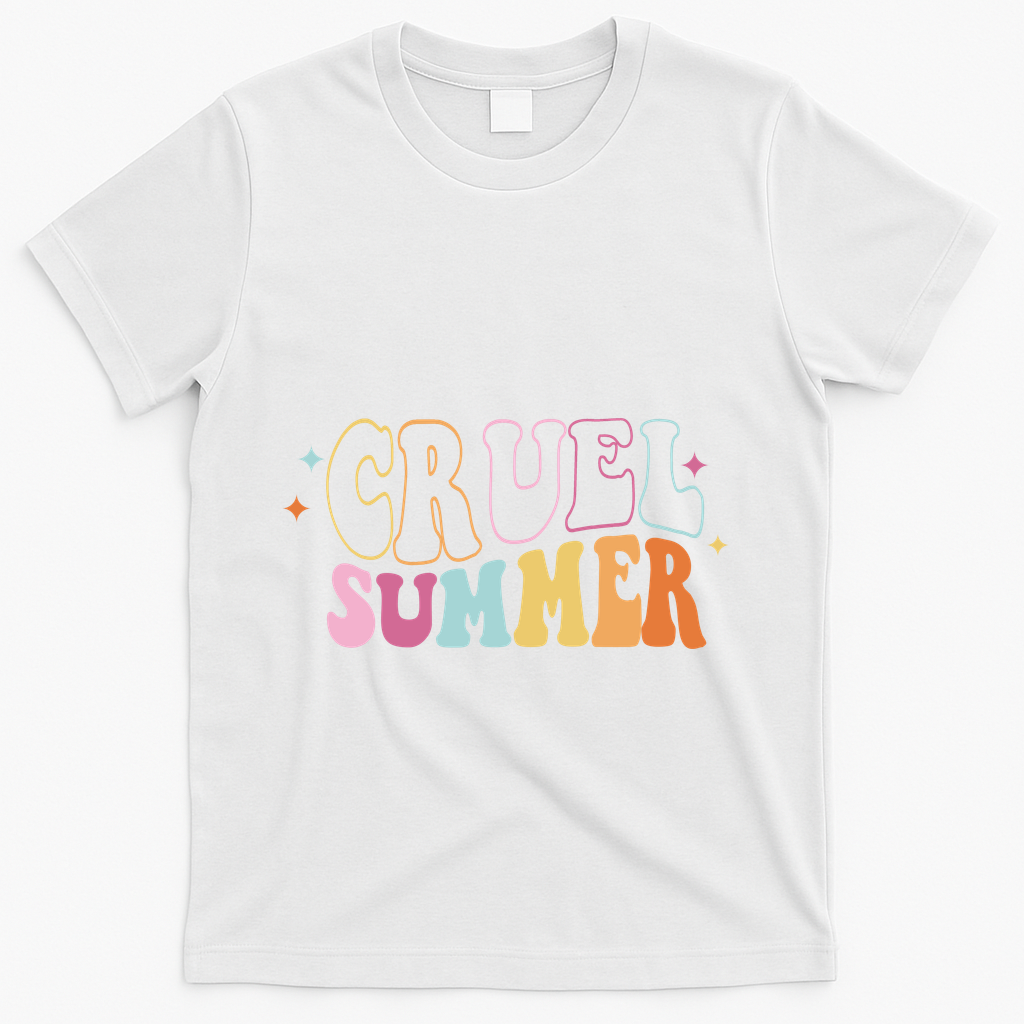 Cruel Summer Colorful Groovy T-Shirt - White