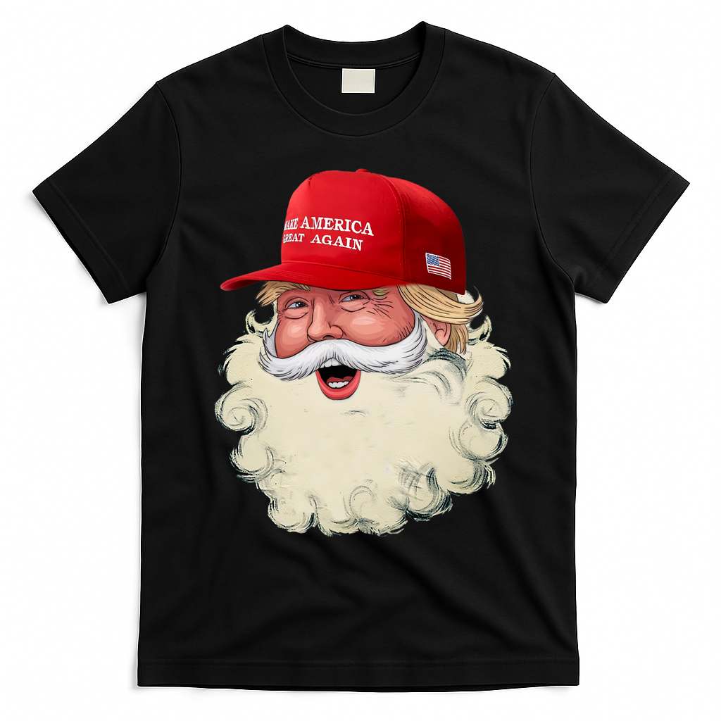 Christmas Santa Claus Donald Trump Make America Great Again T-Shirt - Black