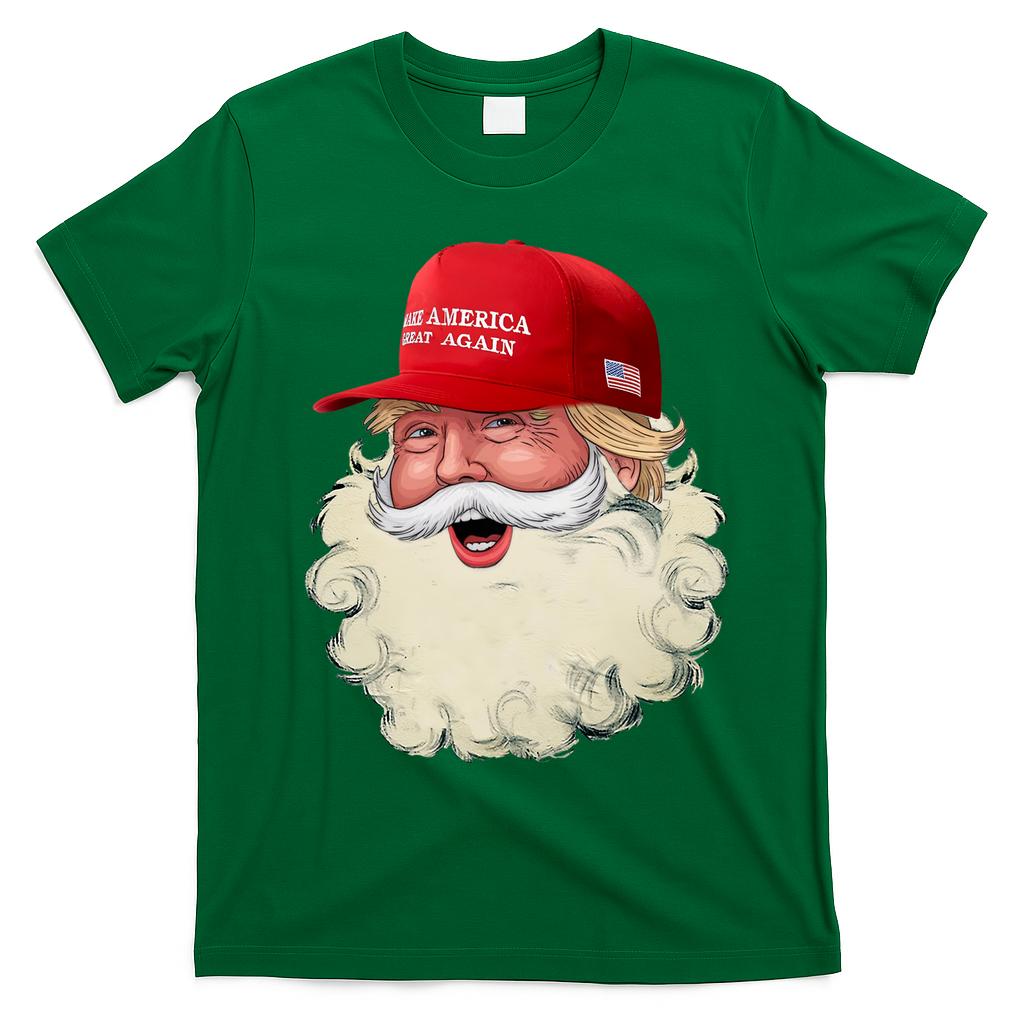 Christmas Santa Claus Donald Trump Make America Great Again T-Shirt - Irish Green