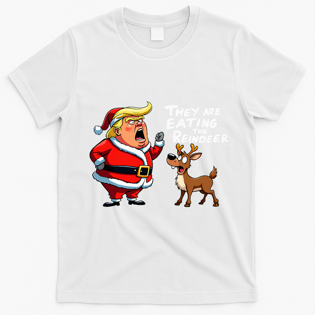 Christmas Santa Claus Trump They Are Eating The Reindeer T-Shirt - White