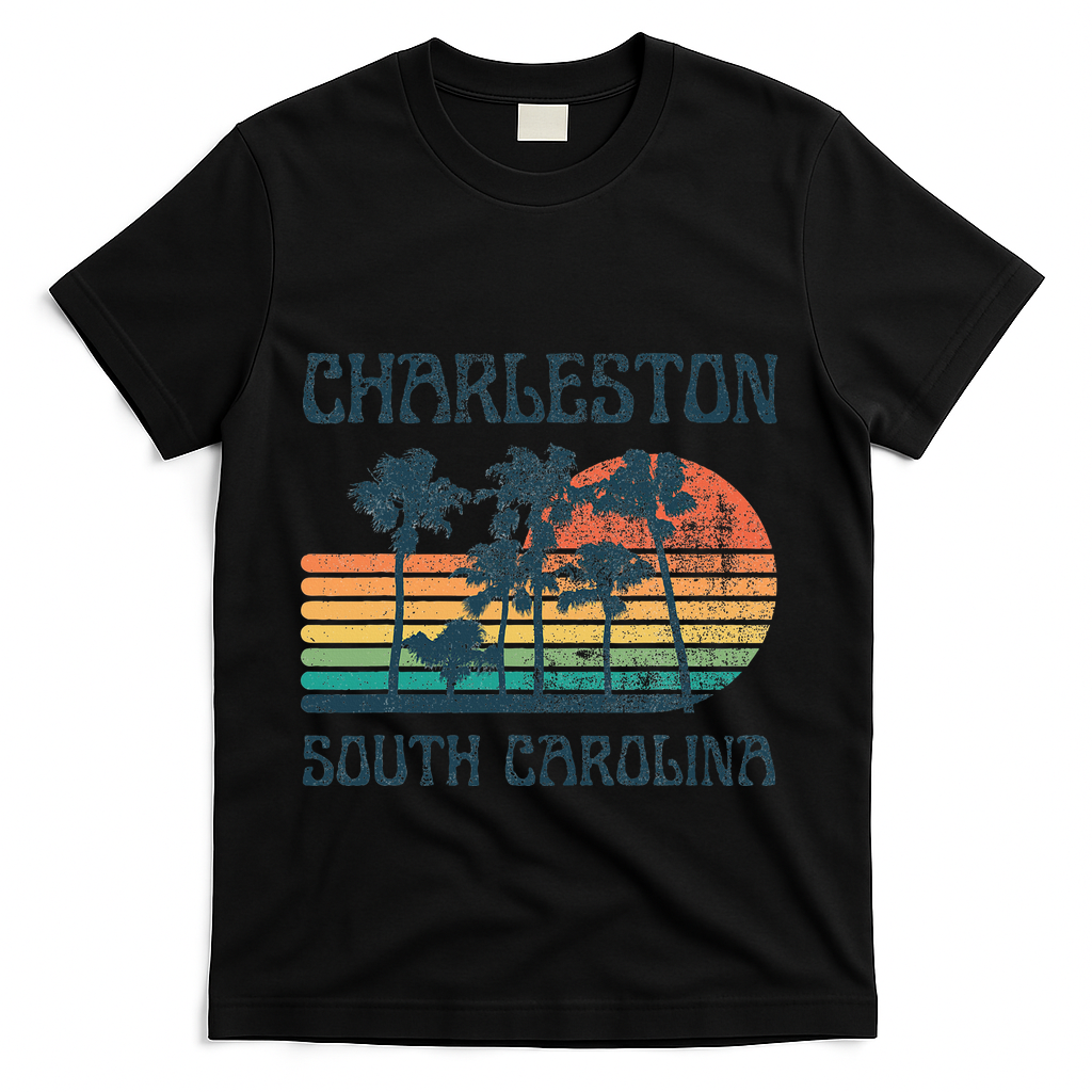 Charleston South Carolina Beach Summer Vacation T-Shirt - Black