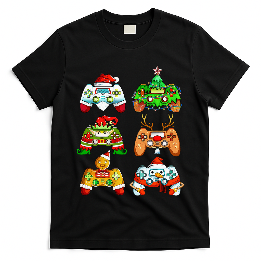 Christmas Santa Elf Gaming Controllers Snowman  T-Shirt