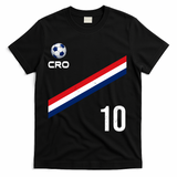 Croatia Soccer Fan Gear Jersey Number 10 Flag T-Shirt - Black
