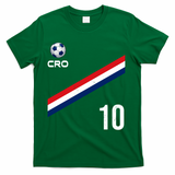 Croatia Soccer Fan Gear Jersey Number 10 Flag T-Shirt - Green