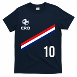 Croatia Soccer Fan Gear Jersey Number 10 Flag T-Shirt - Navy