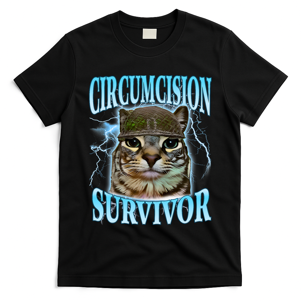 Circumcision Survivor Funny Oddly Specific Cat Meme Cats T-Shirt