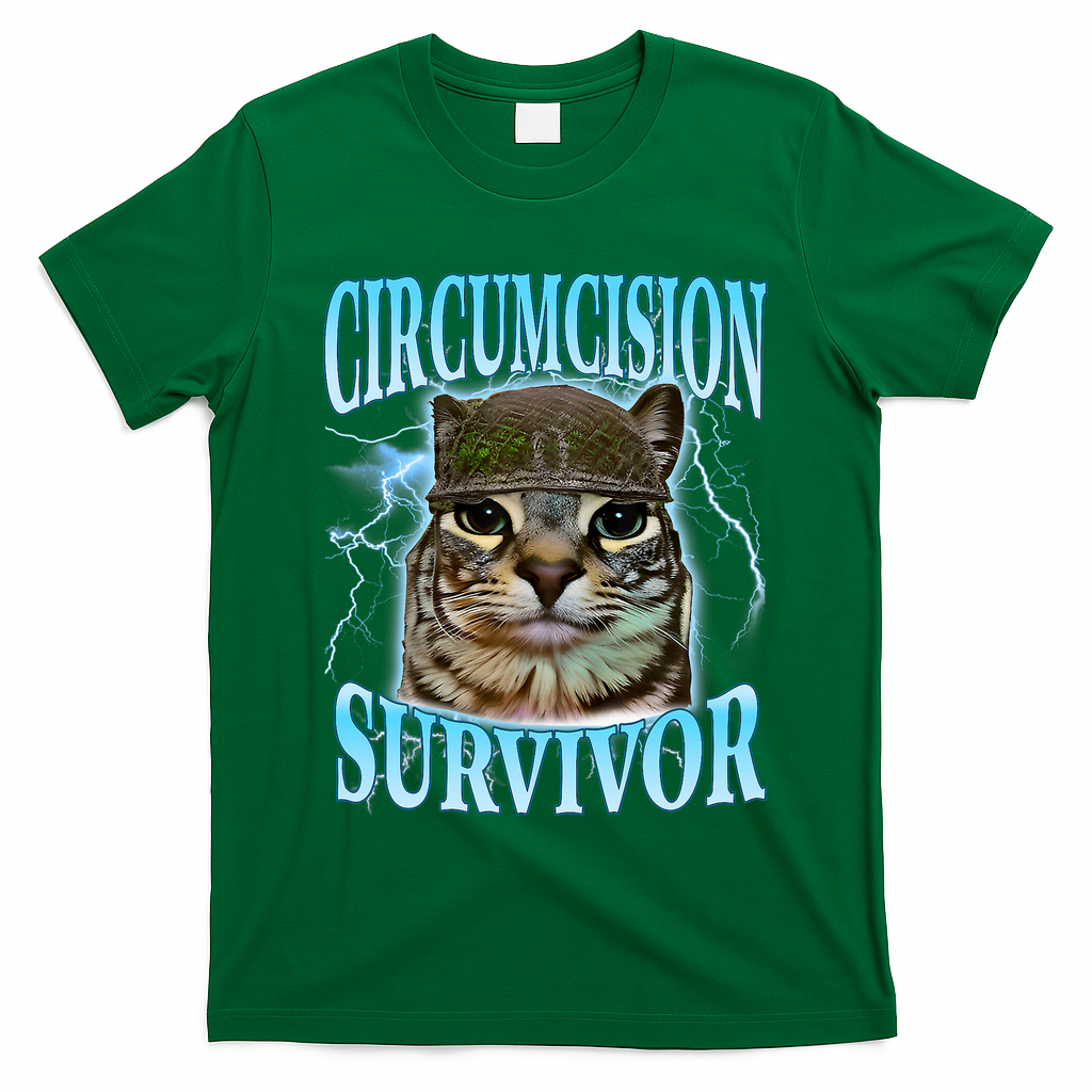 Circumcision Survivor Funny Oddly Specific Cat Meme Cats T-Shirt