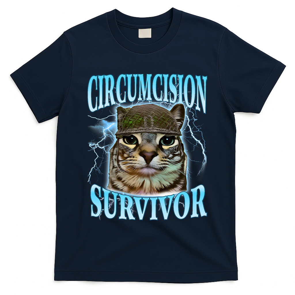 Circumcision Survivor Funny Oddly Specific Cat Meme Cats T-Shirt