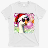 Cool Silly Goose Santa Christmas Bubble Gum T-Shirt - White