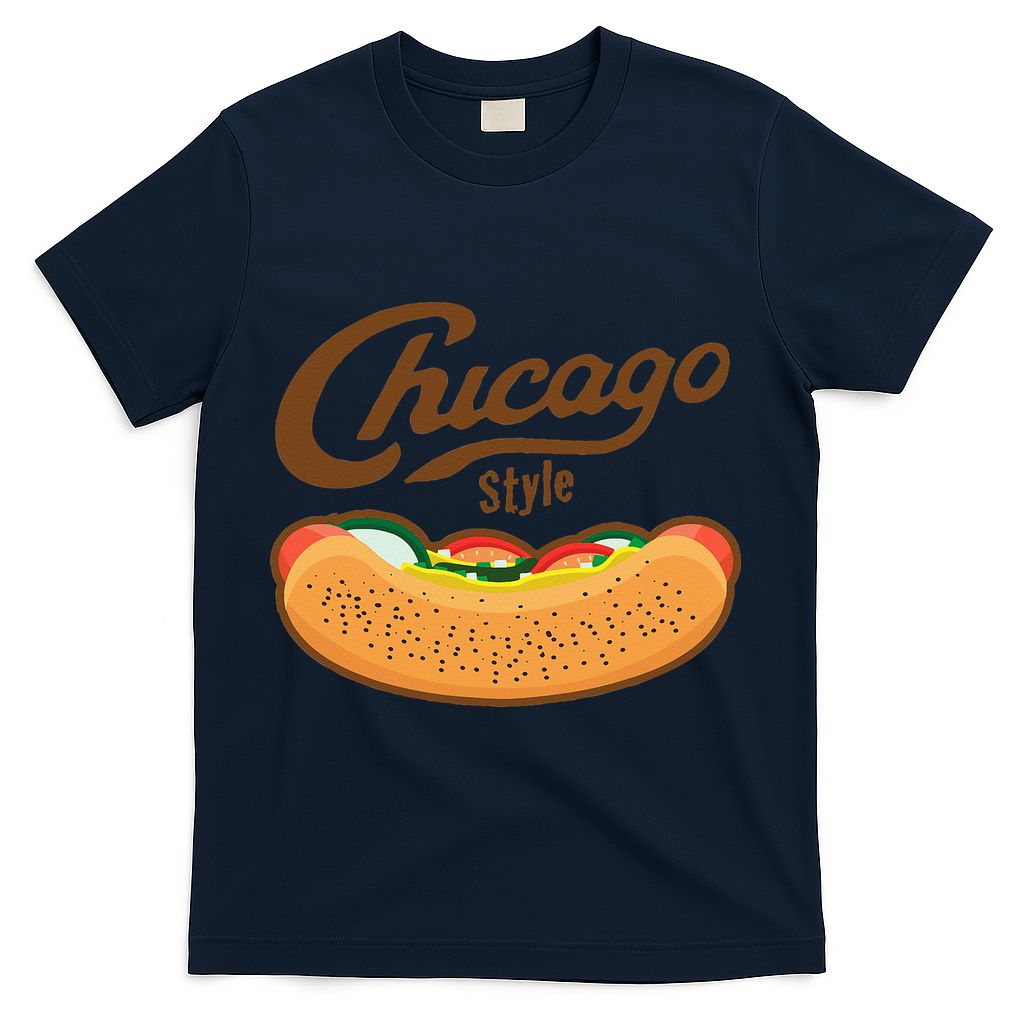 Chicago Style Hot Dog Summer T-Shirt - Navy