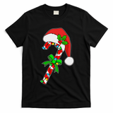 Christmas Santa Hat Candy Cane T-Shirt - Black