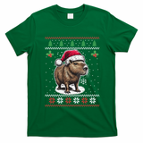 Capybara Santa Hat Ugly Christmas Sweater Xmas T-Shirt - Irish Green