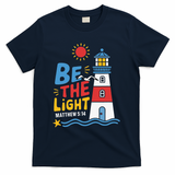Casual Summer Lighthouse Bible verse Christian T-Shirt - Navy
