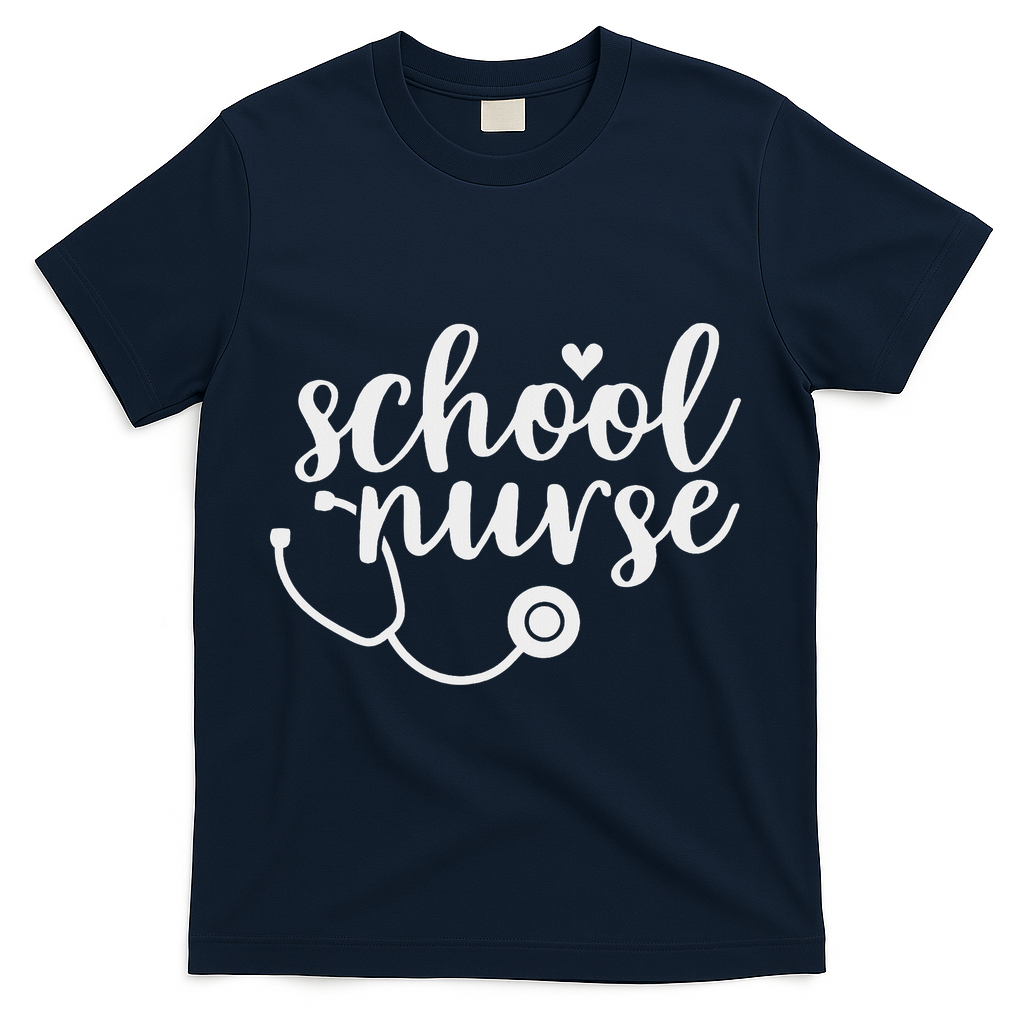 Cute School Nurse Appreciation T-Shirt - Navy