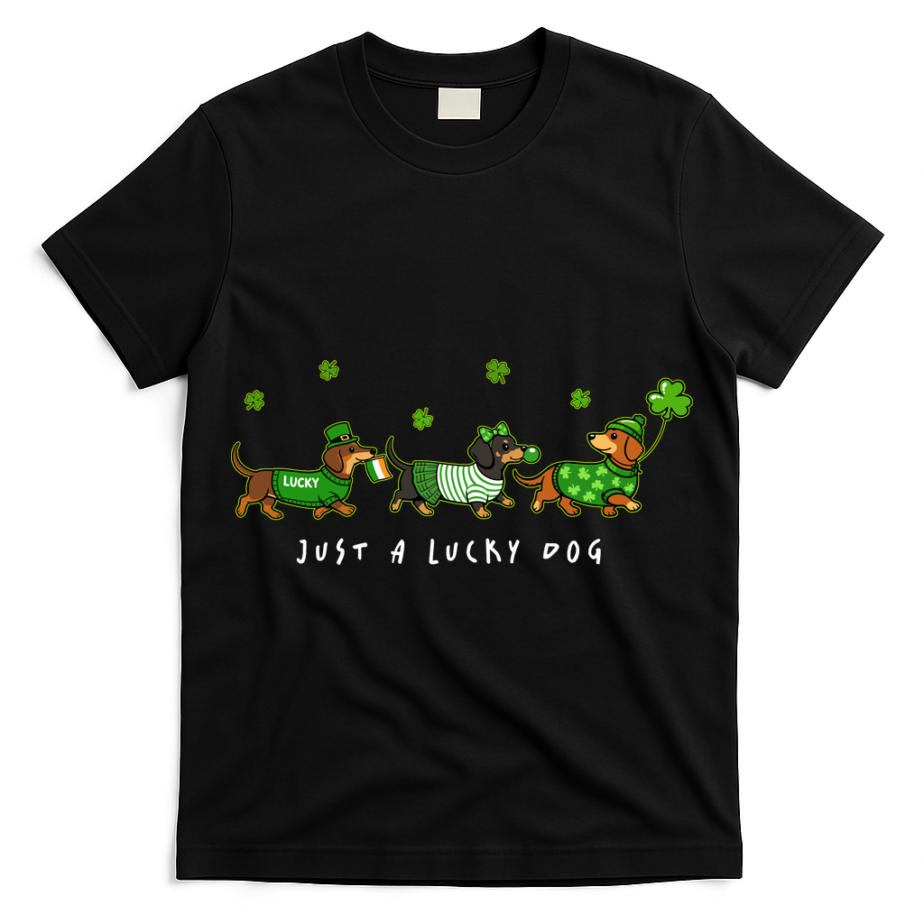 Cute St Patrick's Day Just A Lucky Dog Dachshunds T-Shirt