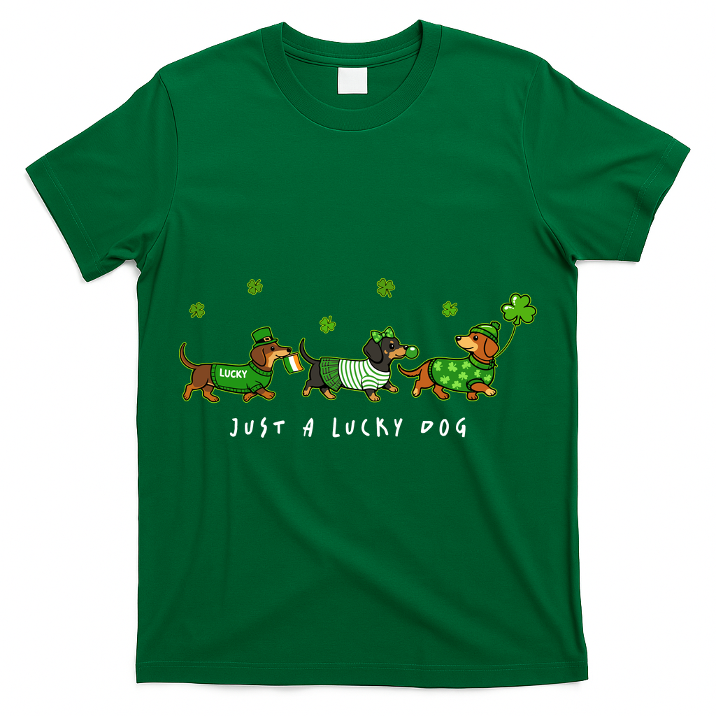 Cute St Patrick's Day Just A Lucky Dog Dachshunds T-Shirt