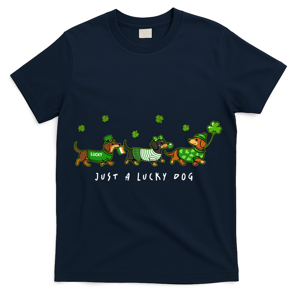 Cute St Patrick's Day Just A Lucky Dog Dachshunds T-Shirt