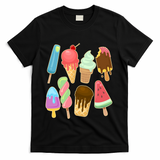 Cute Summer Popsicles And Ice Cream T-Shirt - Black