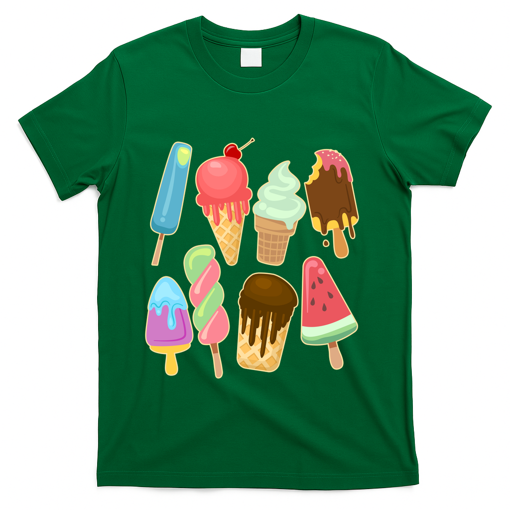 Cute Summer Popsicles And Ice Cream T-Shirt - Green
