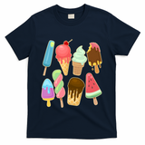 Cute Summer Popsicles And Ice Cream T-Shirt - Navy
