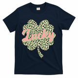 Cute St Patrick's Day Lucky Leopard Print Shamrock Clover T-Shirt