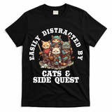 Cats Side Quest Distracted Tabletop Funny T-Shirt