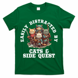 Cats Side Quest Distracted Tabletop Funny T-Shirt