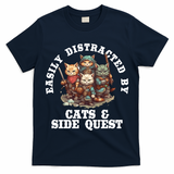Cats Side Quest Distracted Tabletop Funny T-Shirt