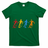 Colorful Soccer Retro Players Sports Fan T-Shirt - Green