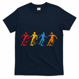 Colorful Soccer Retro Players Sports Fan T-Shirt - Navy