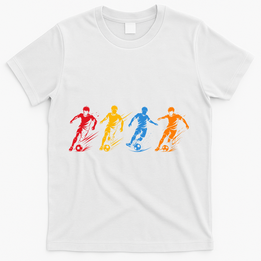 Colorful Soccer Retro Players Sports Fan T-Shirt - White