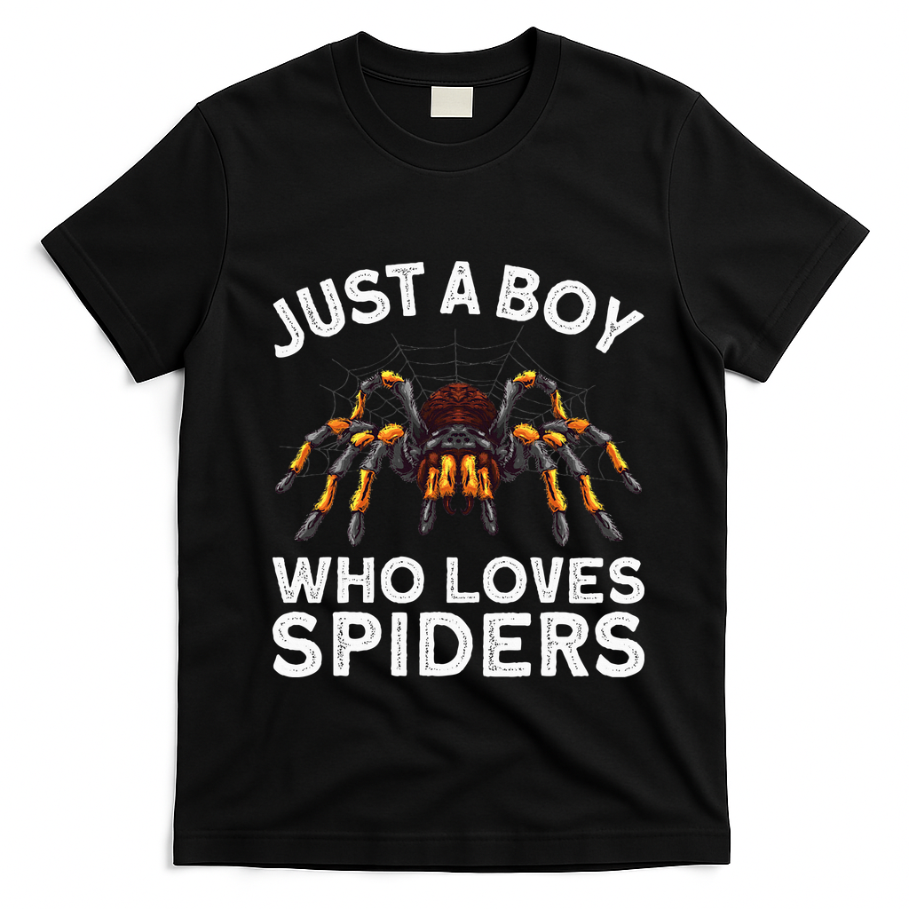 Cute Spider Spider Web Tarantula Arachnid T-Shirt - Black