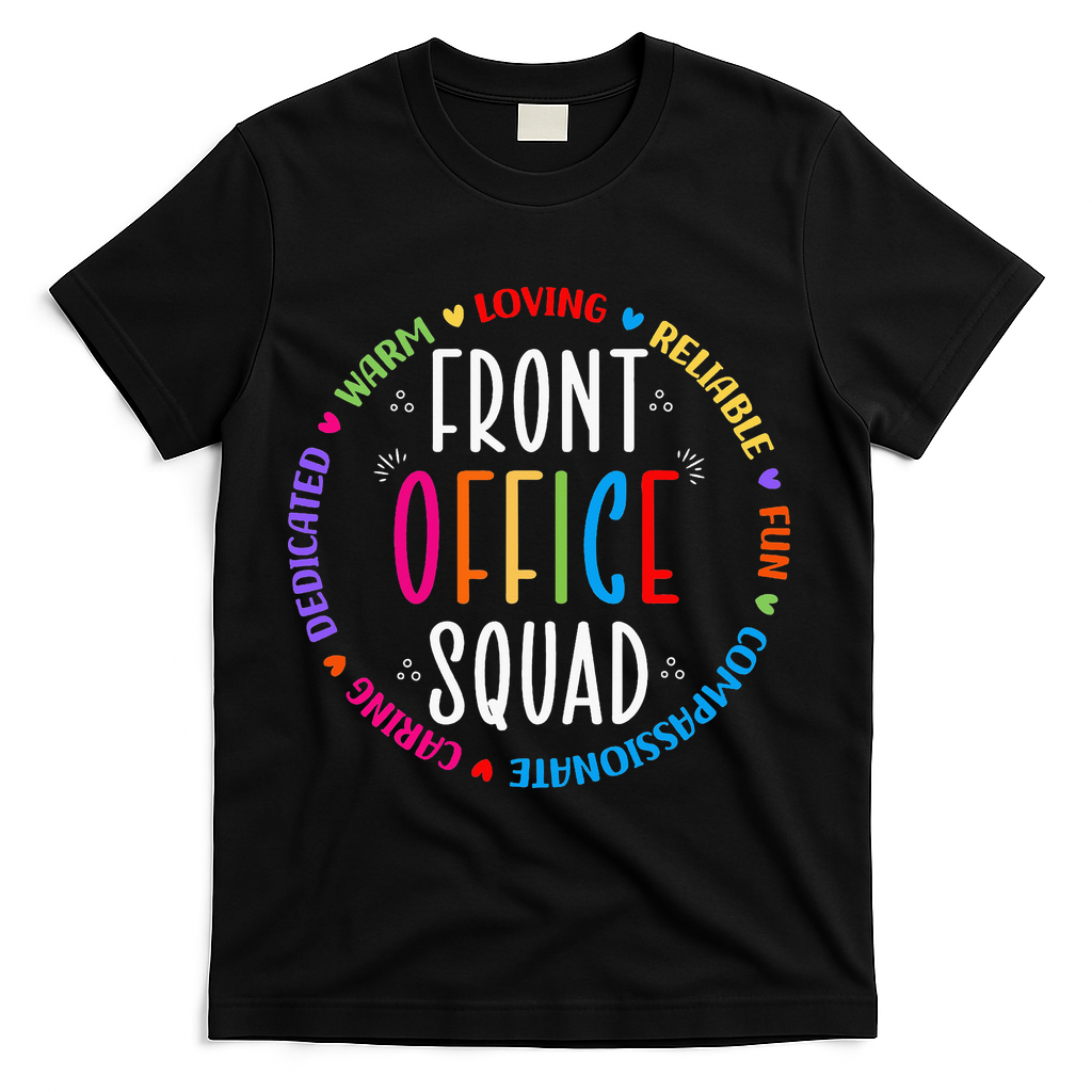 Cute School Secretary Admin Appreciation Front Office Squad T-Shirt - Black