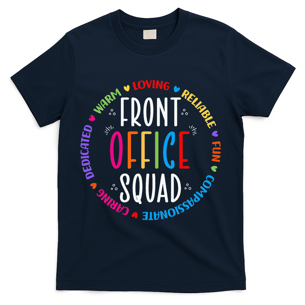 Cute School Secretary Admin Appreciation Front Office Squad T-Shirt - Navy