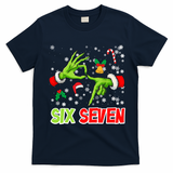 Christmas Six Seven 67 Funny Meme 6 7 Xmas T-Shirt - Navy Blue