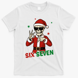 Christmas Six Seven Skeleton Santa 67 Meme Xmas T-Shirt - White
