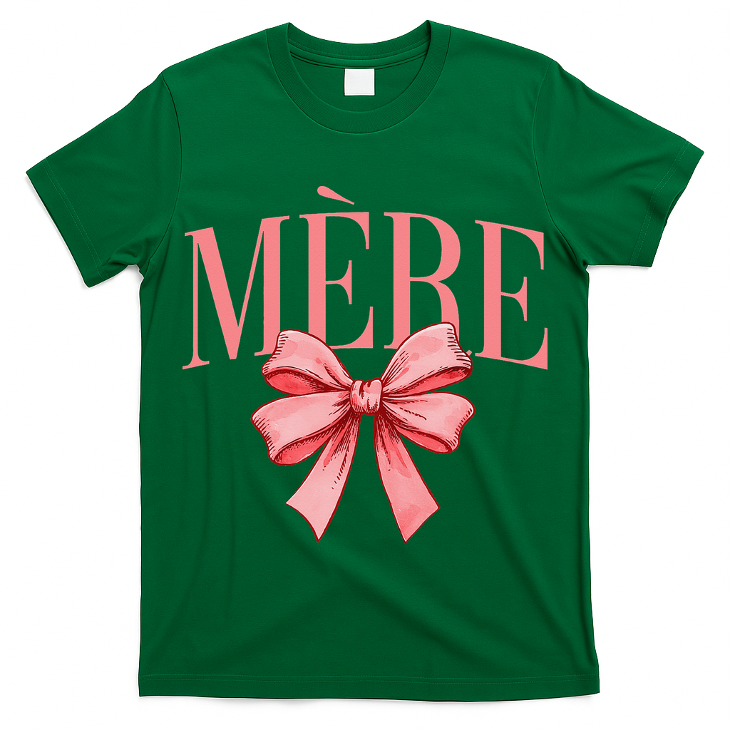 Cute Simple Typo Mothers Day French Mere Coquette Bow T-Shirt