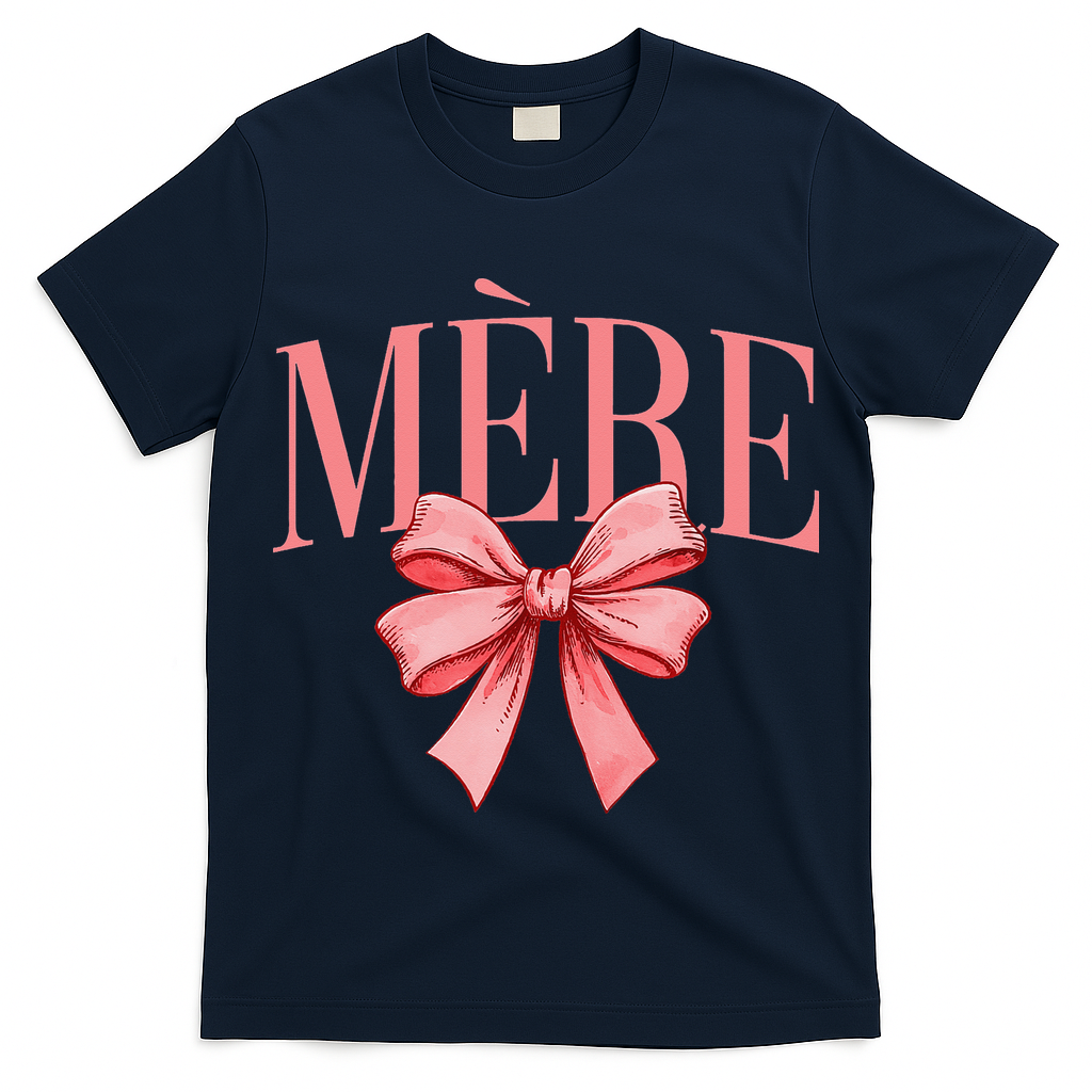 Cute Simple Typo Mothers Day French Mere Coquette Bow T-Shirt