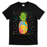 Colorful Summer Time Hawaiian Aloha Pineapple T-Shirt - Black
