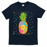 Colorful Summer Time Hawaiian Aloha Pineapple T-Shirt - Navy