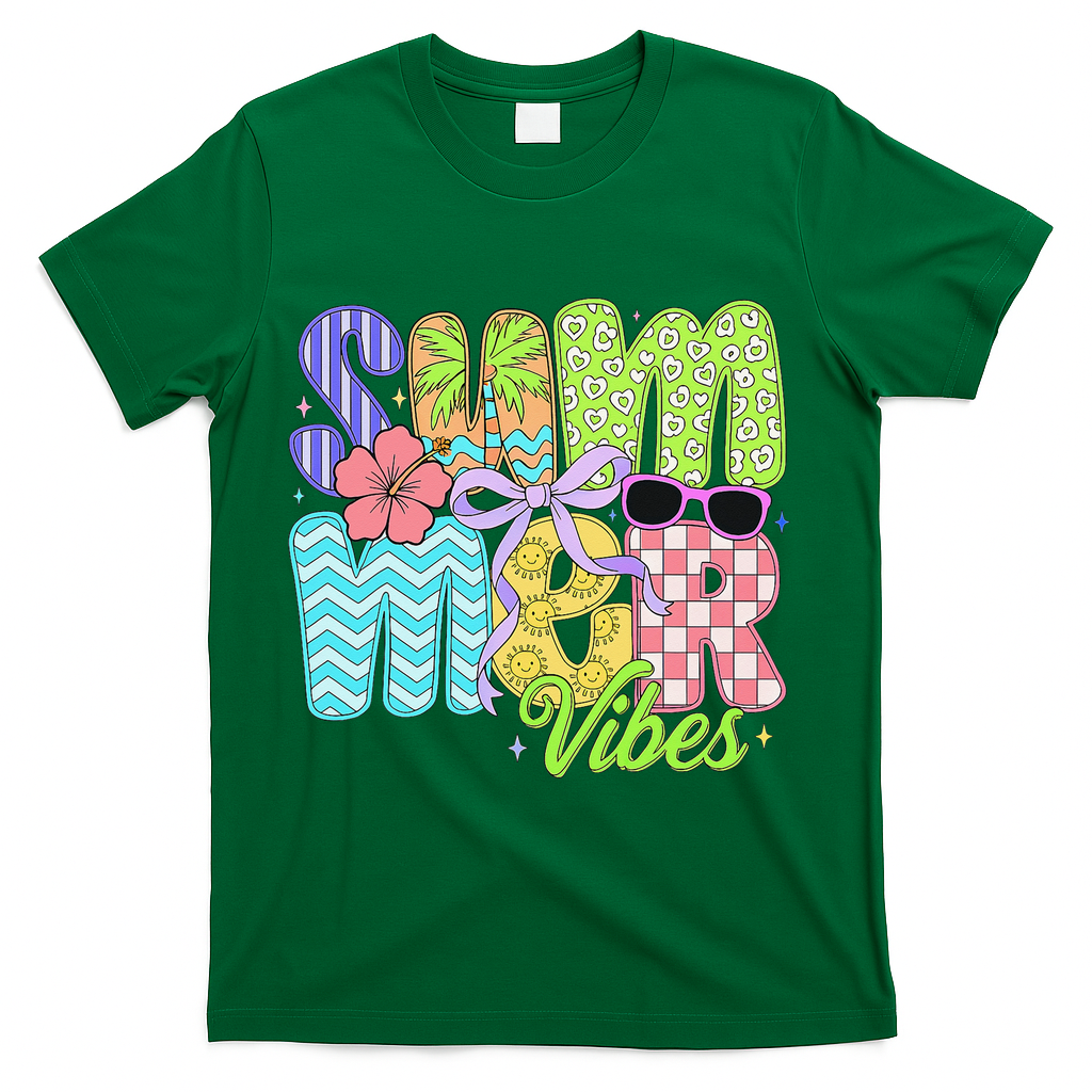 Coquette Summer Vibes Preppy Summer Retro Beach Trendy T-Shirt - Green