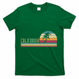Cali Summer Vacation CA Palm Trees USA Retro California T-Shirt - Green