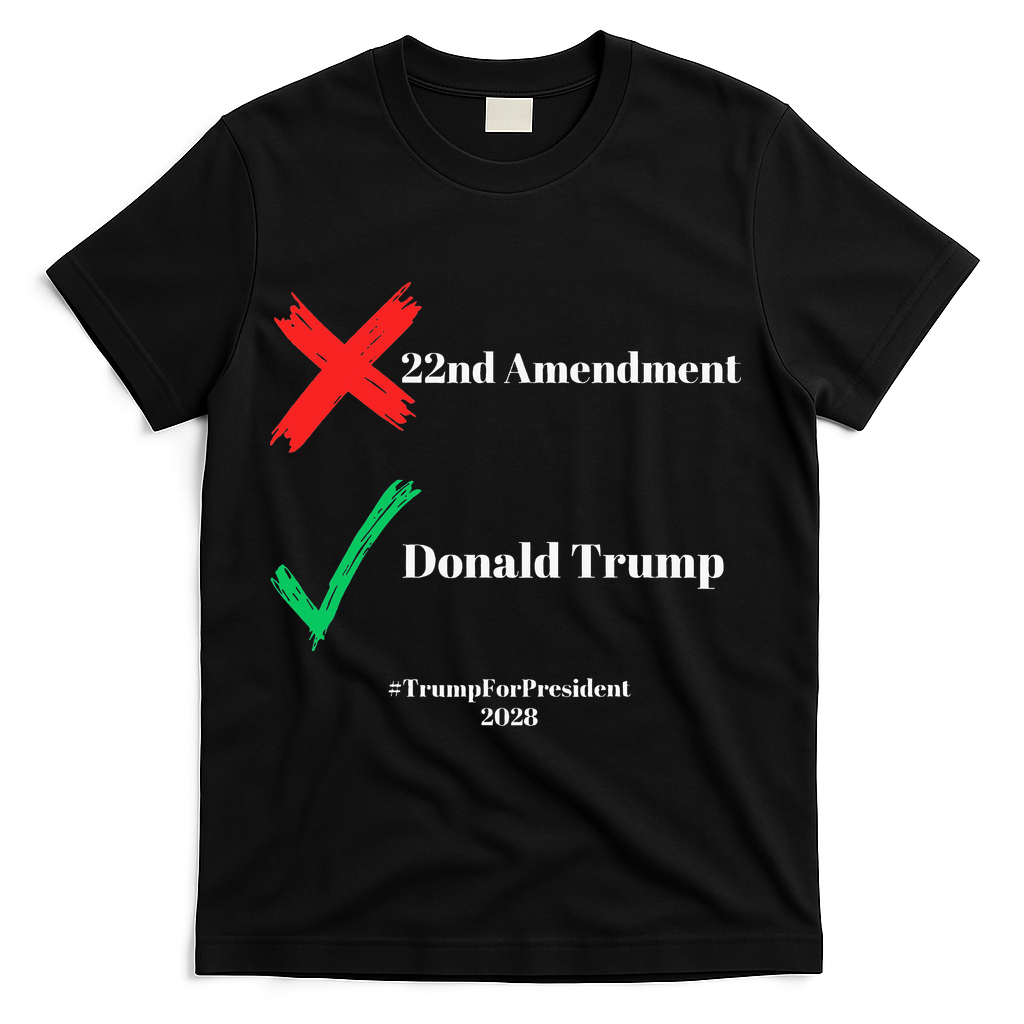 Cancel The 22nd Amendment Support Trump For President 2028 T-Shirt - Black